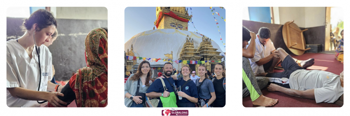Bénévoles en mission d’ostéopathie au Népal avec Globalong, entre soins et immersion culturelle Mission de bénévolat en ostéopathie au Népal – bénévoles Globalong lors de consultations de santé et découverte culturelle