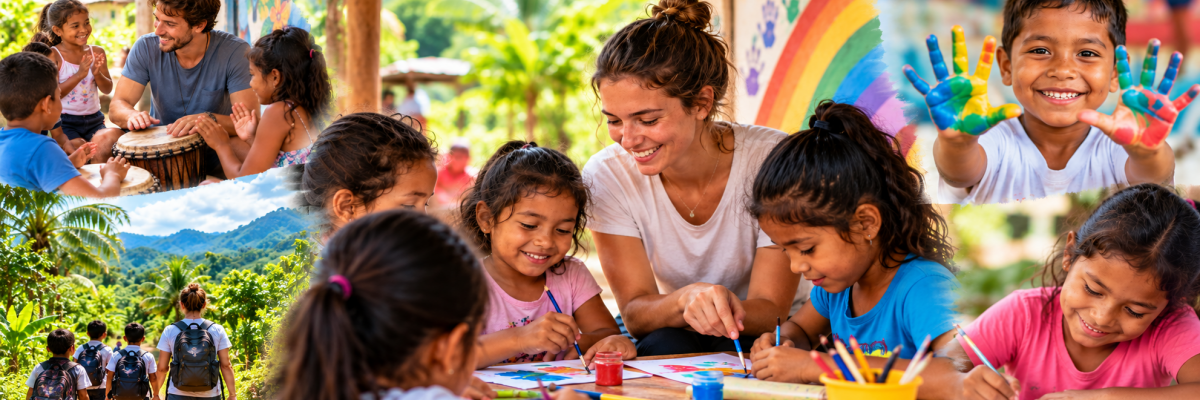 Illustration d'activités éducatives et collectives avec des enfants au Costa Rica