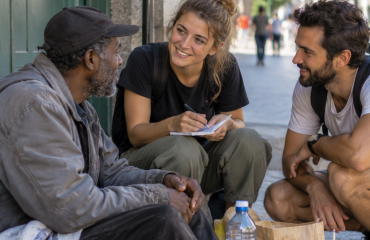 Bénévole aidant à distribuer des vêtements dans le cadre d'un projet social au Cap