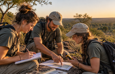 Participants travaillant ensemble sur un projet de recherche en Afrique du Sud