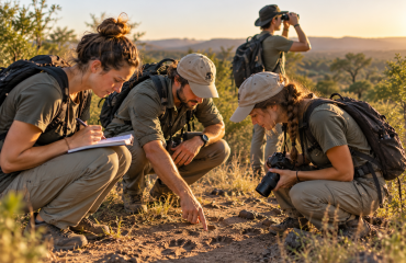 Participants collectant des données sur le terrain pour un projet de recherche sur les éléphants en Afrique du Sud