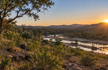 Paysage naturel d'Afrique du Sud au coucher du soleil