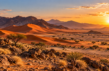 Étendue aride et reliefs montagneux du nord-ouest de la Namibie