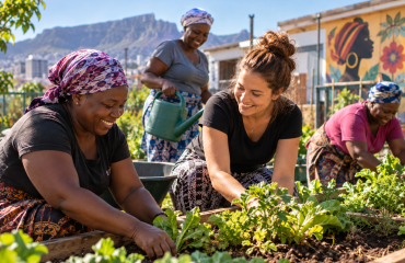 Femmes participant ensemble à une activité de jardinage au Cap en Afrique du Sud
