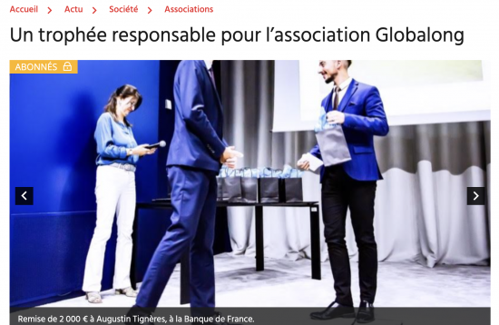 L'Association Globalong reçoit un trophée de la banque de France 