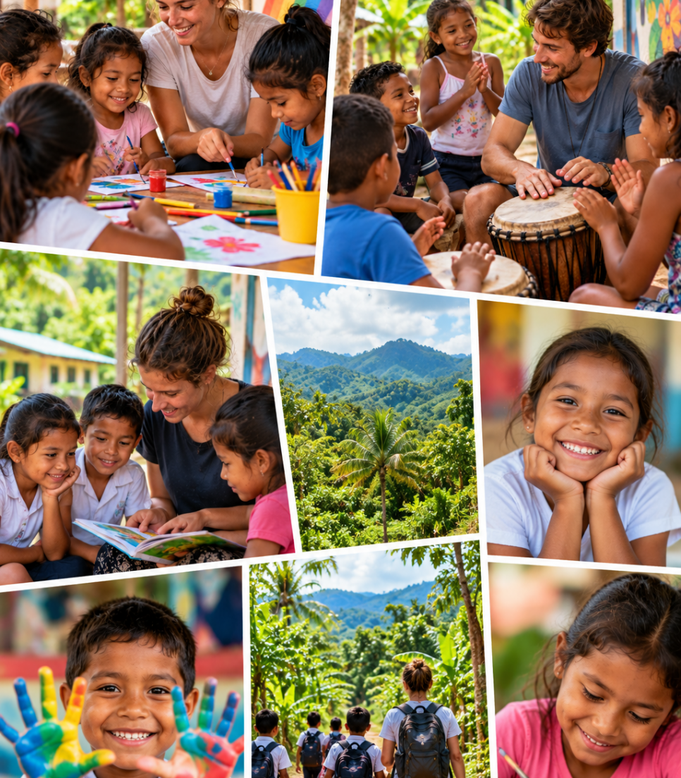 Bénévole participant à une activité éducative avec des enfants au Costa Rica
