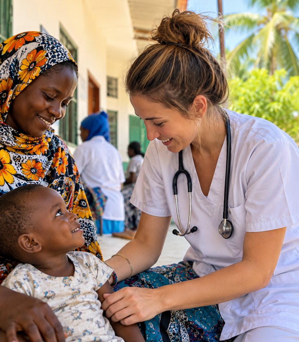 Stage médical à Zanzibar auprès d'un enfant accompagné de sa mère